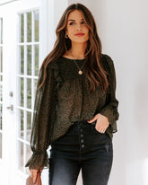 Willamette – Gesmoktes Leoparden-Rüschenblusenkleid